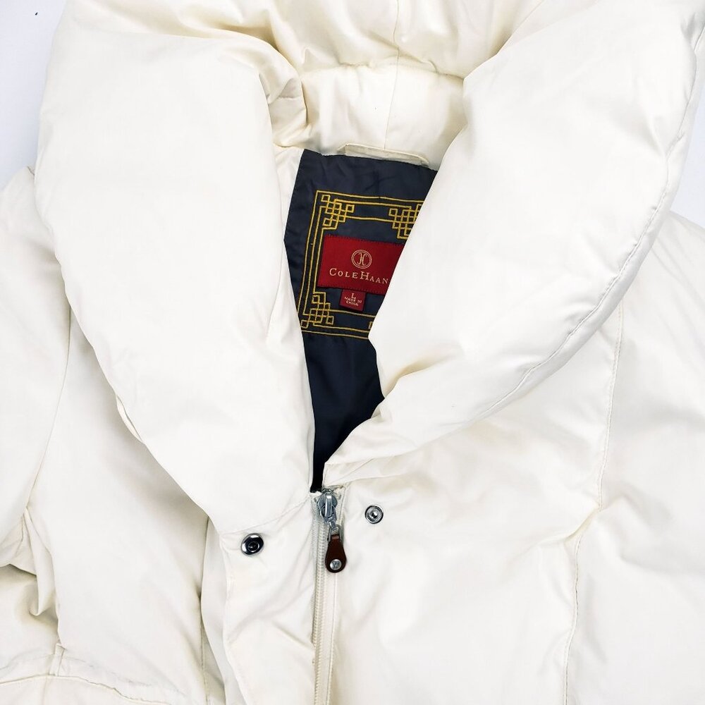 Cole Haan Women's Large Fill 80% Down, 20% Feather Coat Ivory Cream Jacket EUC - Picture 7 of 16